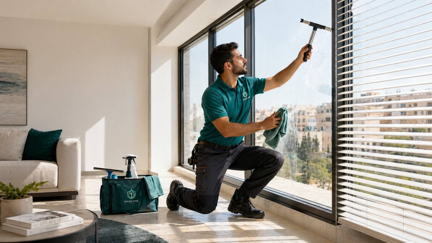 تنظيف النوافذ والأباجور